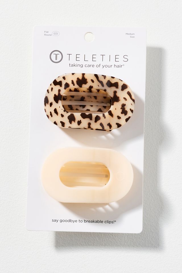 TELETIES Medium Flat Round Hair Claw Clips, Set of 2 #1