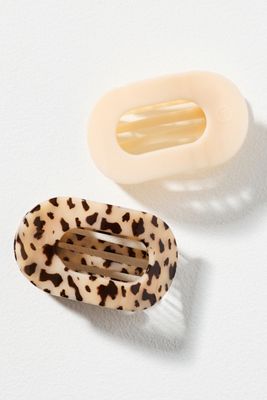 TELETIES Medium Flat Round Hair Claw Clips, Set of 2