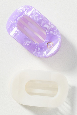 Teleties Medium Flat Round Hair Claw Clips, Set Of 2 In Purple