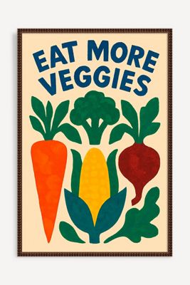Eat More Veggies Retro Print Wall Art