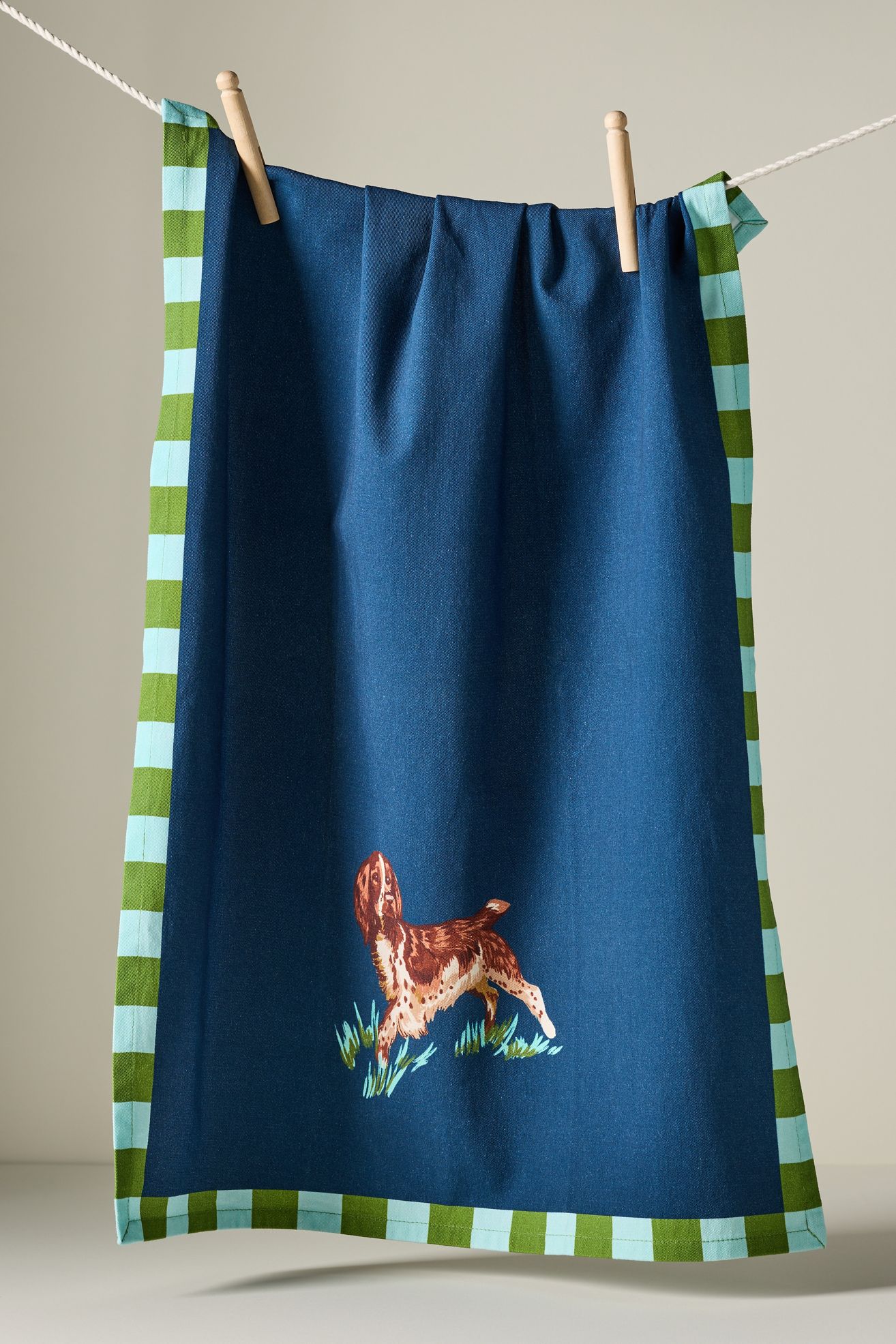 Portobello Dog Dish Towel - Navy, One Size