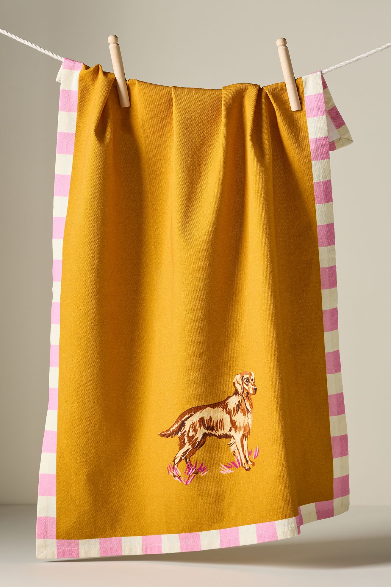 Portobello Dog Dish Towel - Ochre, One Size