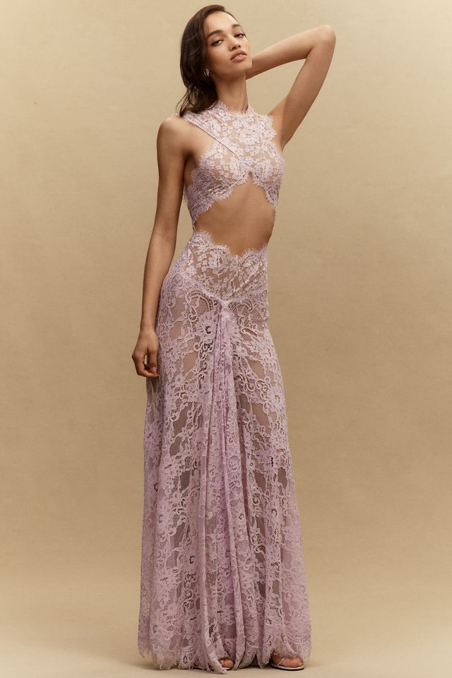Bronx and Banco Naia Silk Lace Cutout Gown | Anthropologie