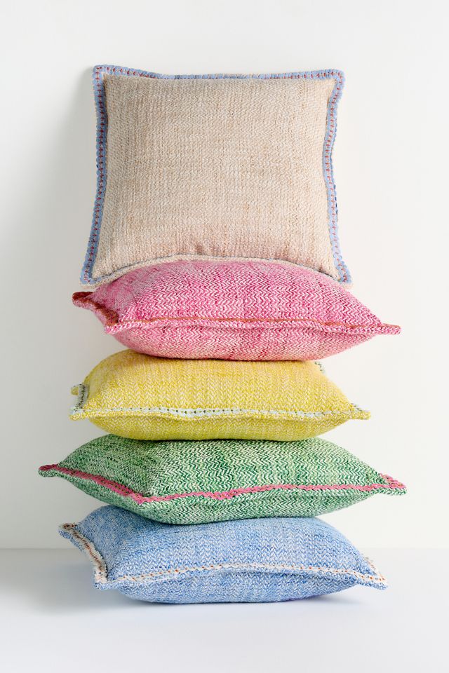 Bermuda Woven Embellished Edge Indoor/Outdoor Pillow #3
