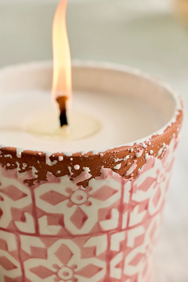 Block Print Citronella Candle, Coral #1