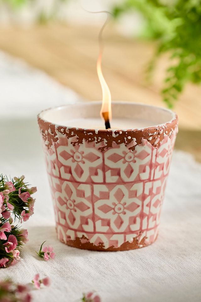 Block Print Citronella Candle, Coral #2