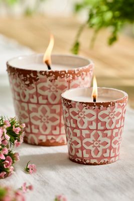 Block Print Citronella Candle, Coral