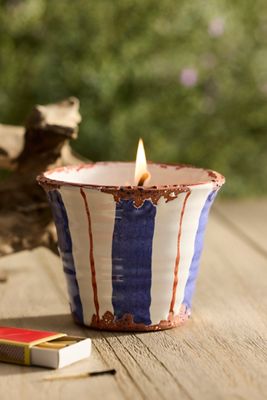 Blue Stripe Citronella Candle