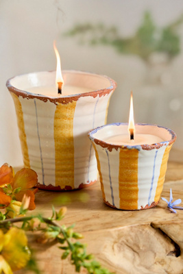 Yellow Stripe Citronella Candle