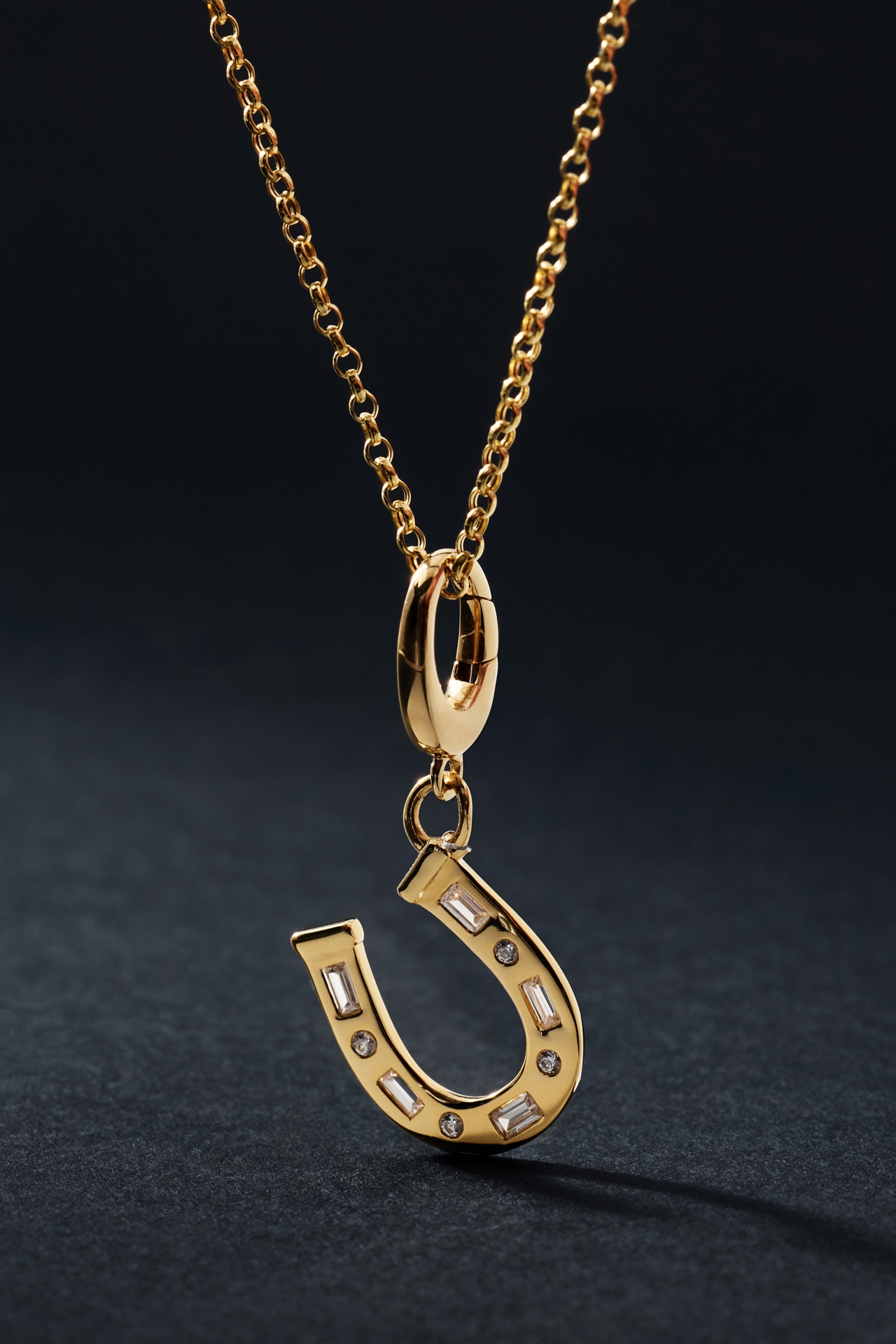 Gold Horseshoe Diamond Charm