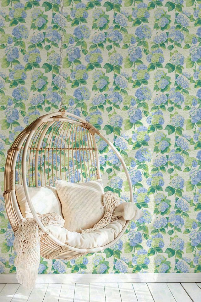 Sunday Social Scene Bloom Bloom Baby Hydrangea Grasscloth Wallpaper #1
