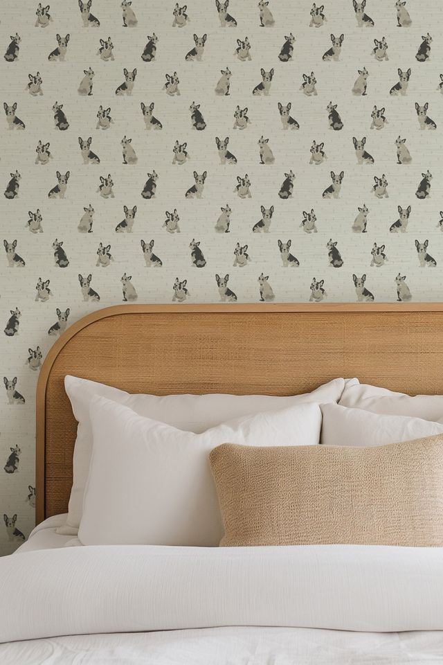 Sunday Social Scene Dogs On The Run Frenchie Grasscloth Wallpaper #4