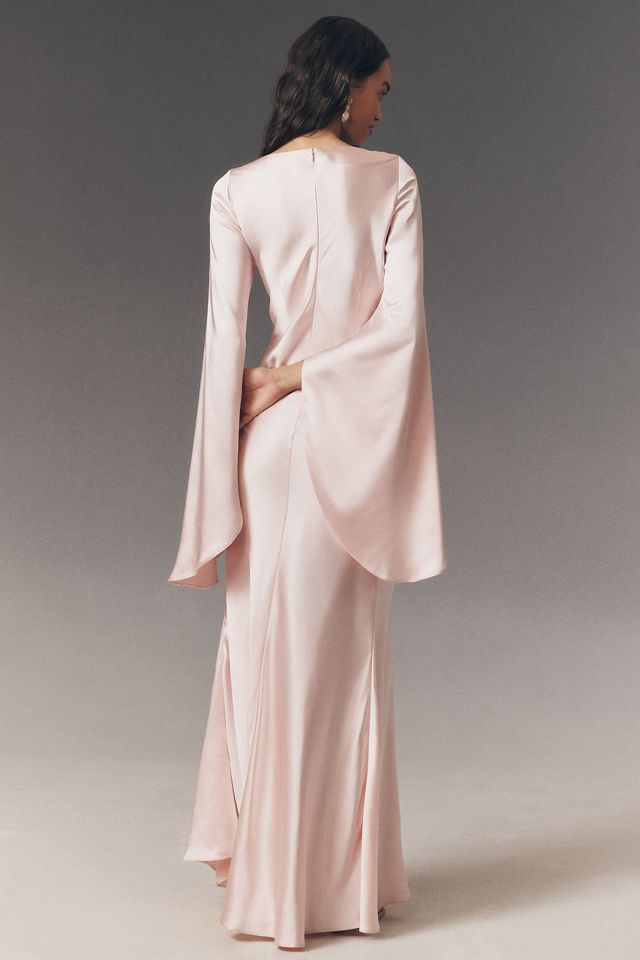 Elliatt Cecile Wide-Sleeve Satin Gown | Anthropologie