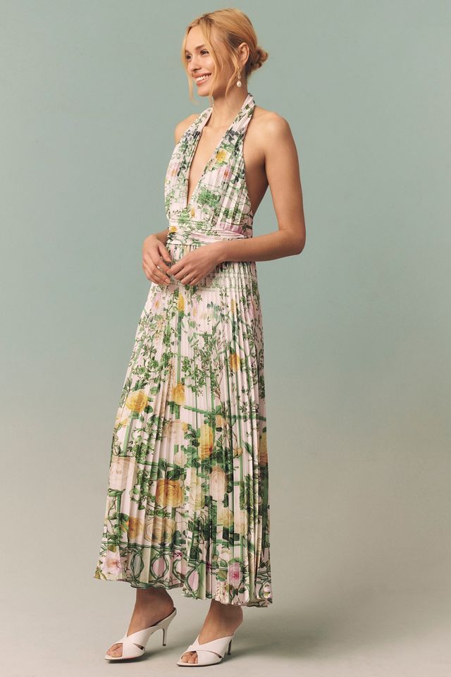 floral backless maxi dress Cheer Backless Halter Maxi Dress Print Floral Chocolate main image 1
