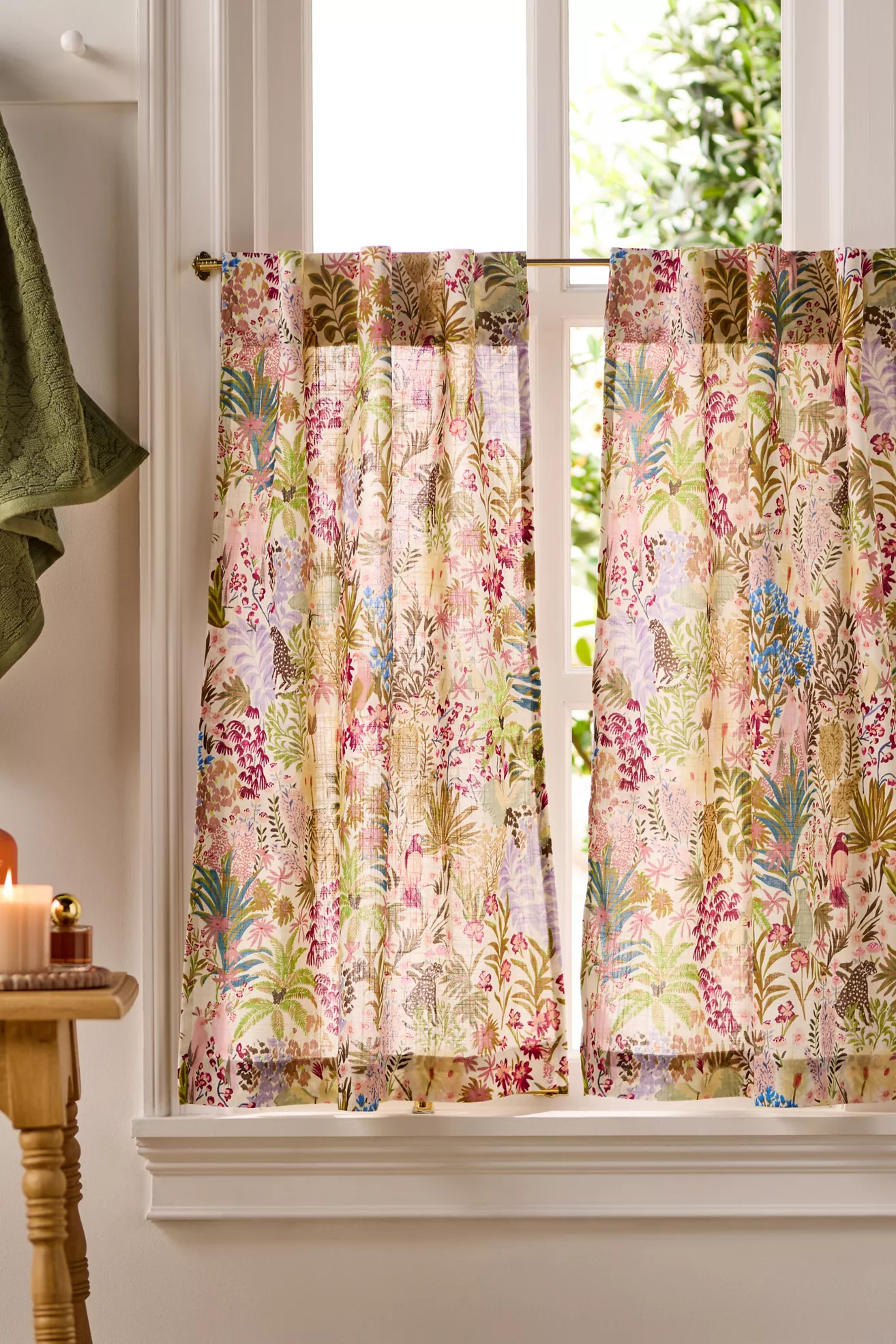 Anela Cotton Printed Scenic Cafe Curtain, Set of 2