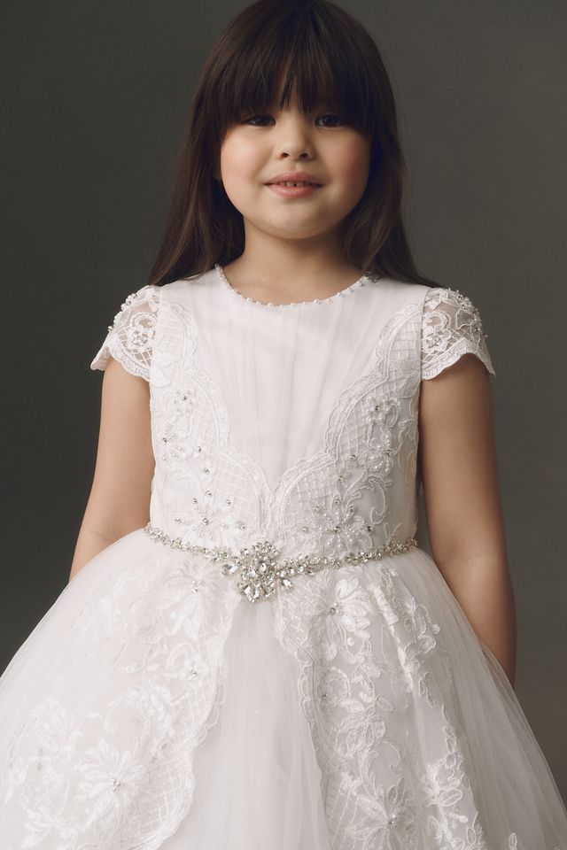 knee length dresses for ladies Flower Girl Gown 1 Year / White