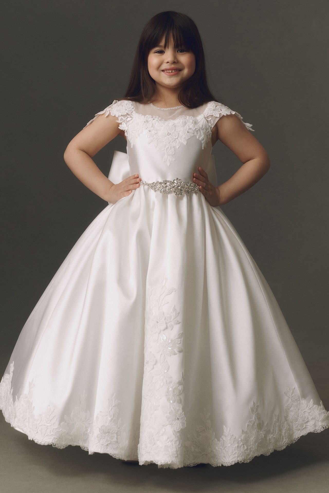 Princess Daliana Vintage Belted Flower Girl Ball Gown