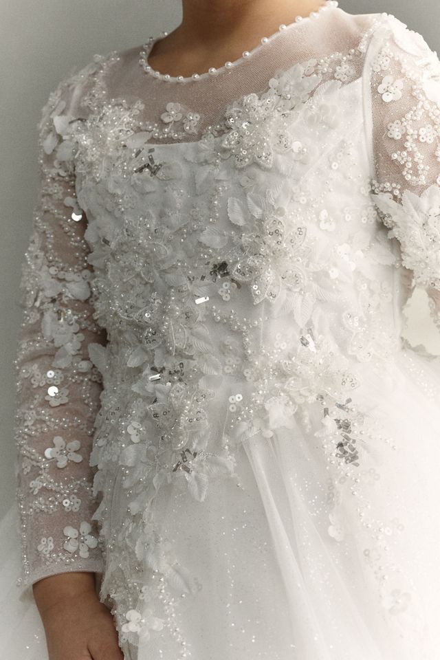 Princess Daliana Sheer Long-Sleeve Flower Girl Dress #3