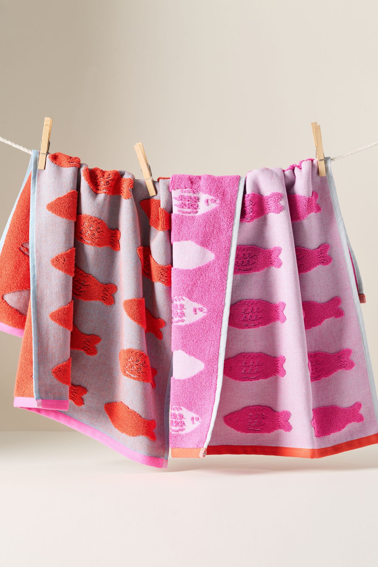 Gummy Fish Dish Towel, Set of 2 - Bright Red, One Size
