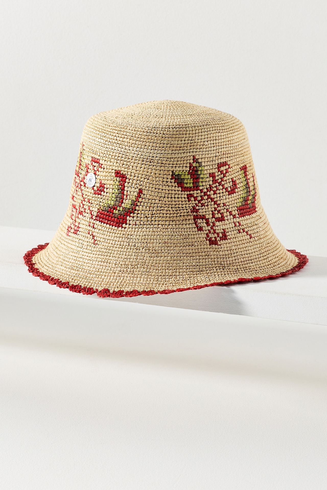 Freya Calla Embroidered Straw Bucket Hat