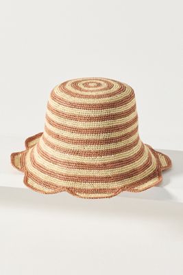 Freya Scalloped Stripe Bucket Hat