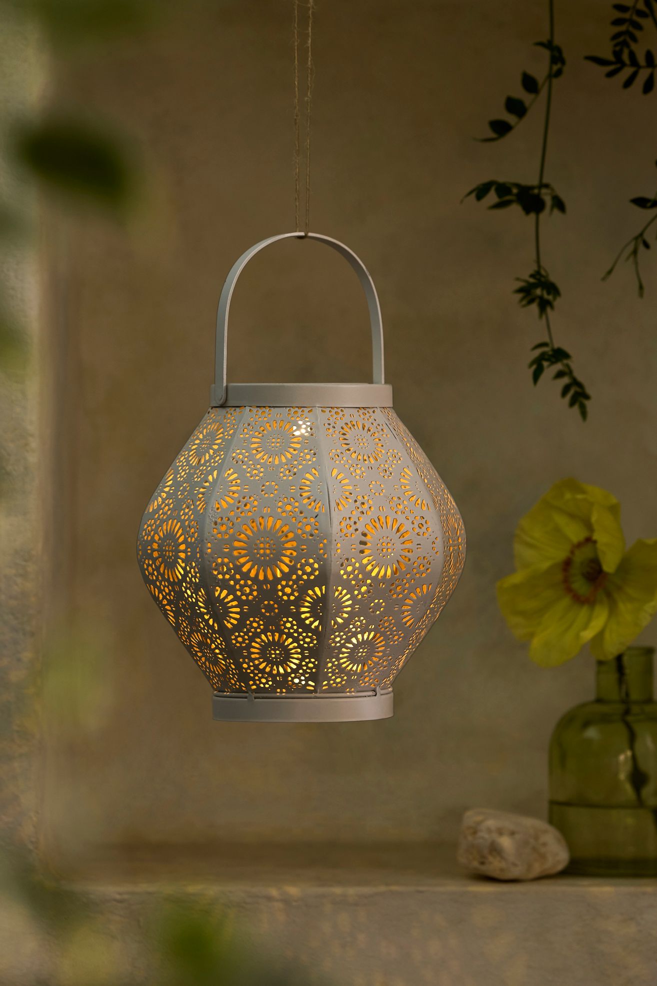Perforated Daisy Solar Lantern - White, One Size