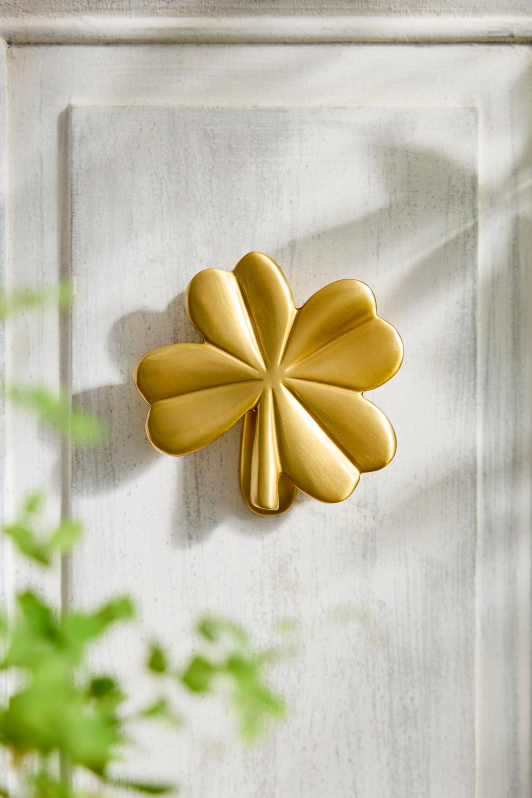 Brass Shamrock Door Knocker - Gold, One Size