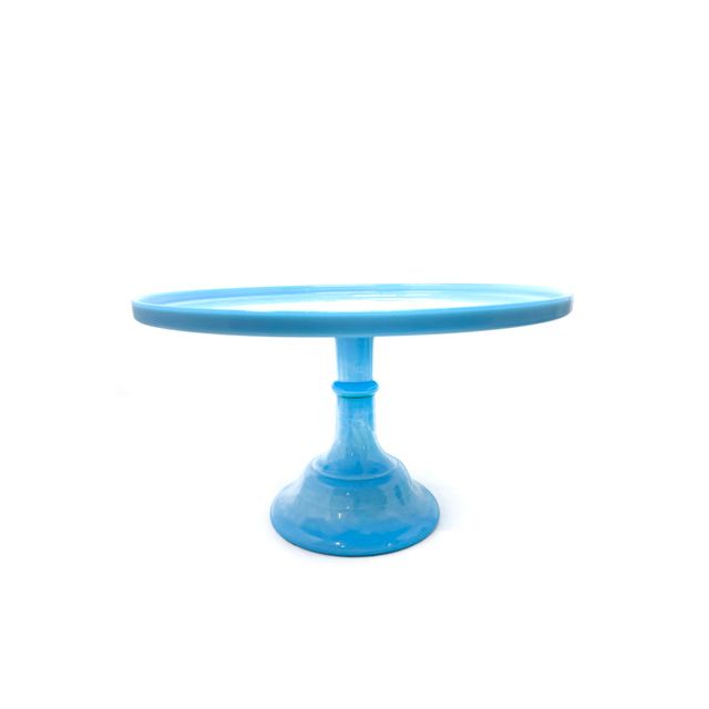 Old Flame Candle Co. Vintage Blue Milk Glass Cake Stand #1