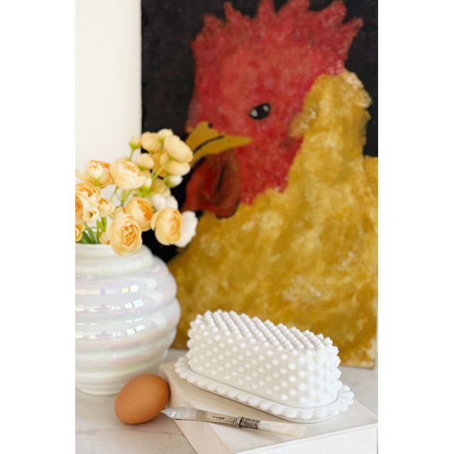 Old Flame Candle Co. Vintage 1950s Fenton Hobnail Butter Dish #1