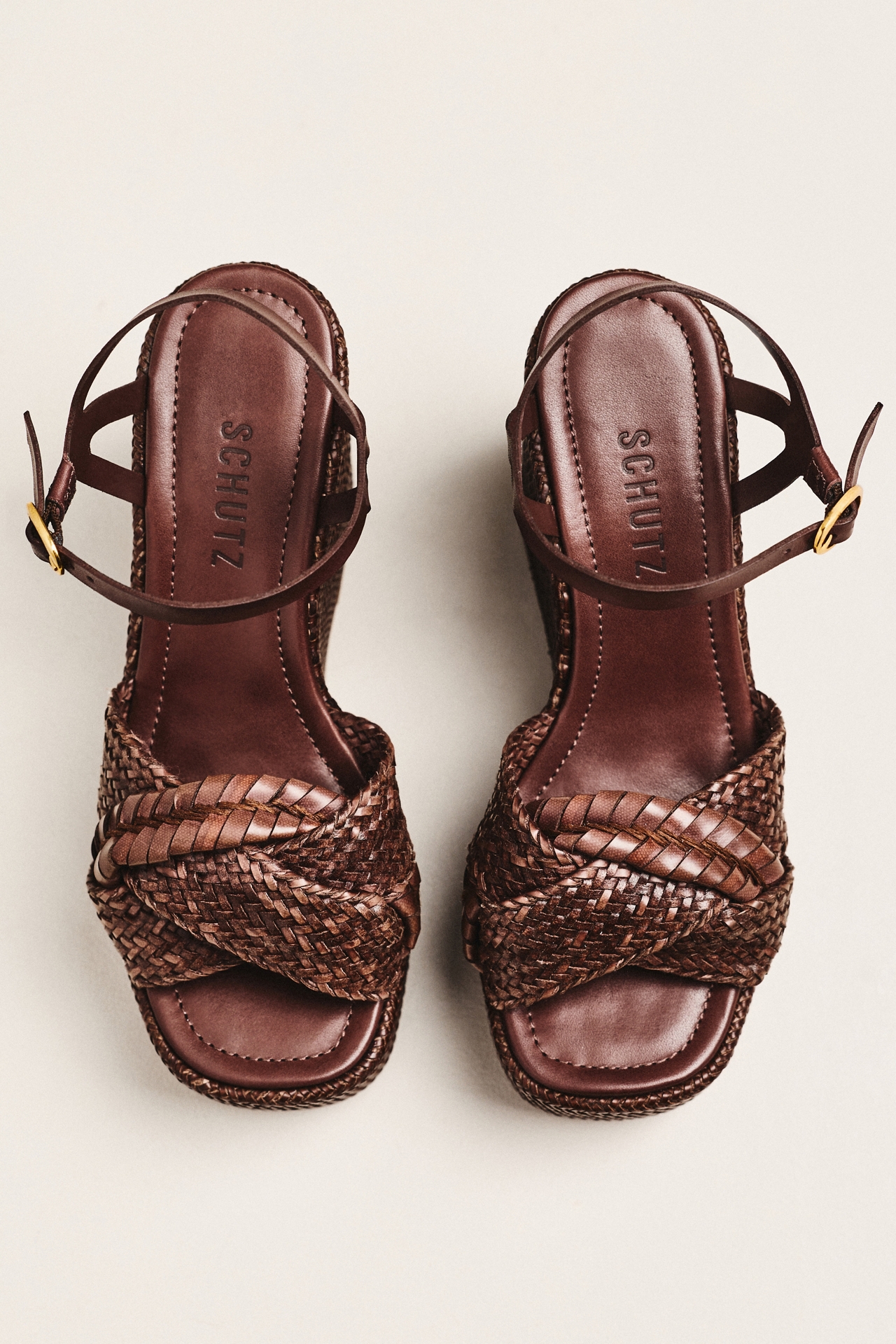 Schutz Serena Woven Platform Wedge Sandals