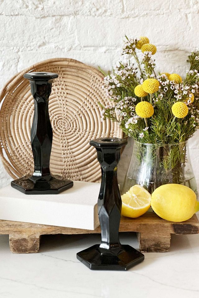 Old Flame Candle Co. Vintage 1940s Amethyst Candlestick Holders #1