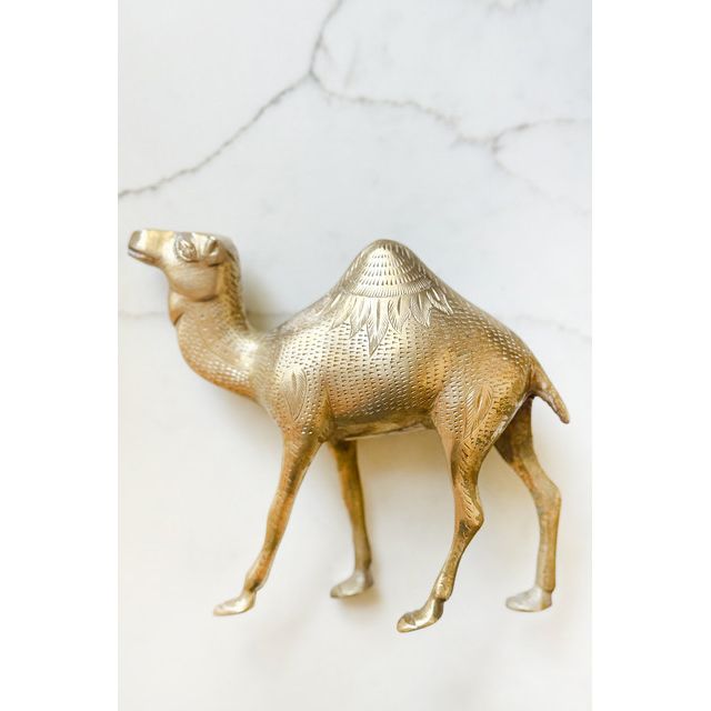 Old Flame Candle Co. Vintage Brass Etched Camel Figure #2