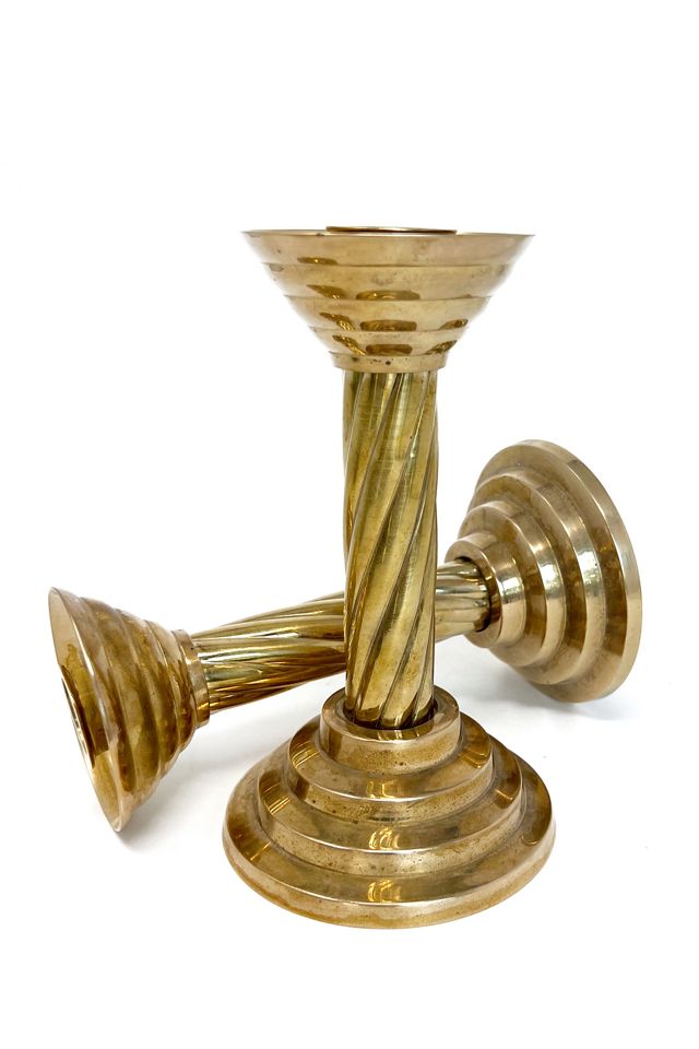 Old Flame Candle Co. Vintage 1960s Brass Candlestick Holders #1