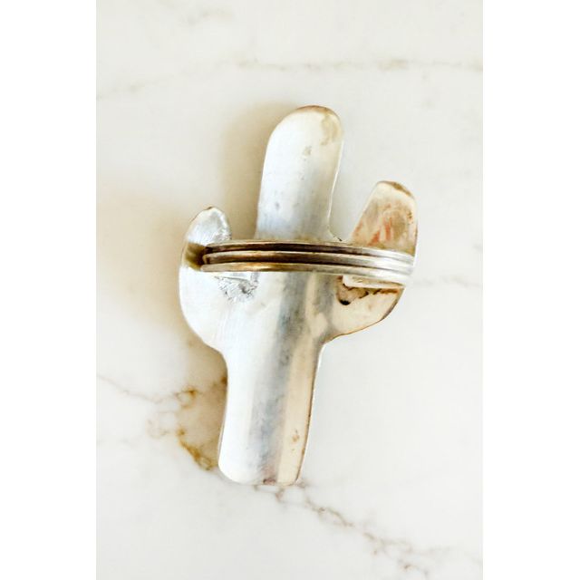 Old Flame Candle Co. Vintage Silver Cactus Napkin Rings #2