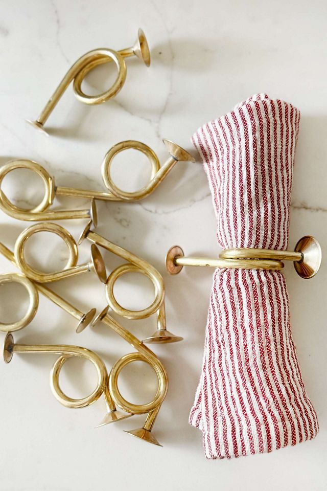 Old Flame Candle Co. Vintage French Horn Napkin Rings #1