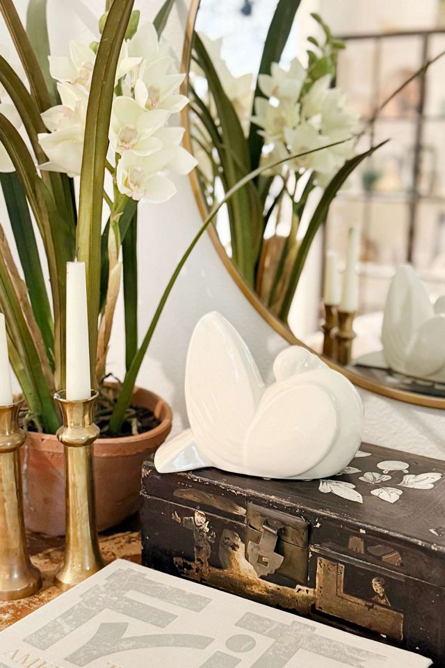 Old Flame Candle Co. Vintage MCM Ceramic Dove Sculpture #1