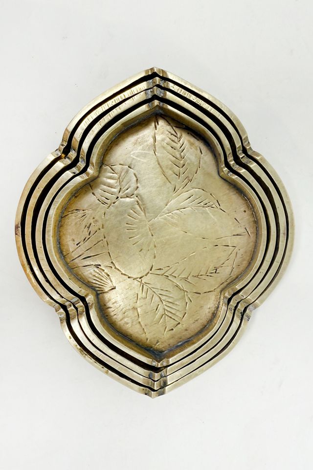 Old Flame Candle Co. Vintage Mini Etched Brass Nesting Trays #1