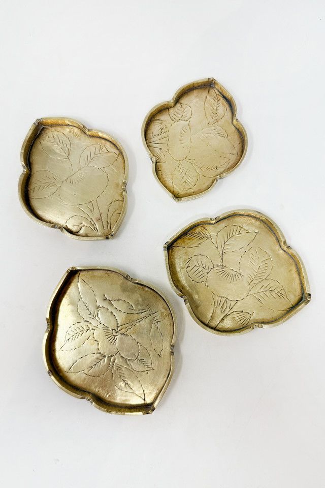 Old Flame Candle Co. Vintage Mini Etched Brass Nesting Trays #2