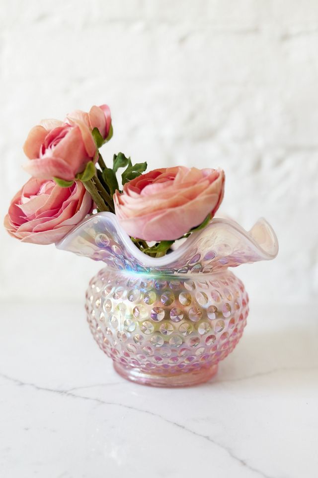 Old Flame Candle Co. Vintage Soft Pink Opalescent Vase #1