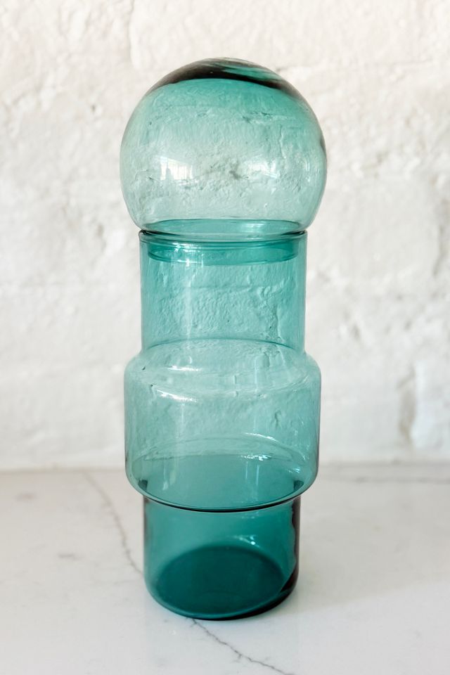 Old Flame Candle Co. Vintage Turquoise Federal Glass Bubble Jar #1