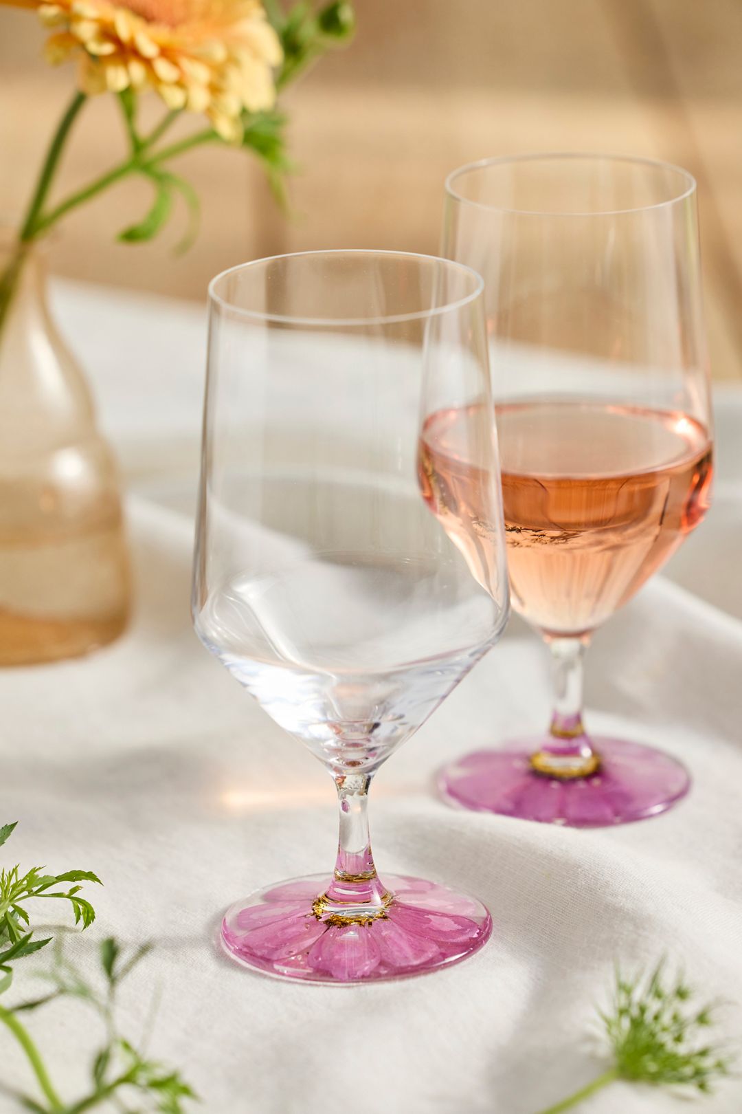Pressed Floral Water Glasses, Set of 2 - Purple, One Size