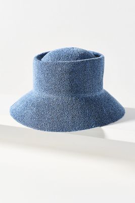 New! Anthropologie-Capitanna Maxi Bucket Hat-BLUE MOTIF Tropical Mums Bucket Hat | Navy | William Murray Golf main image 2