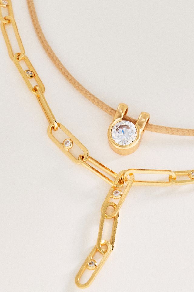 Linked Crystal Layering Necklaces, Set of 2 #1