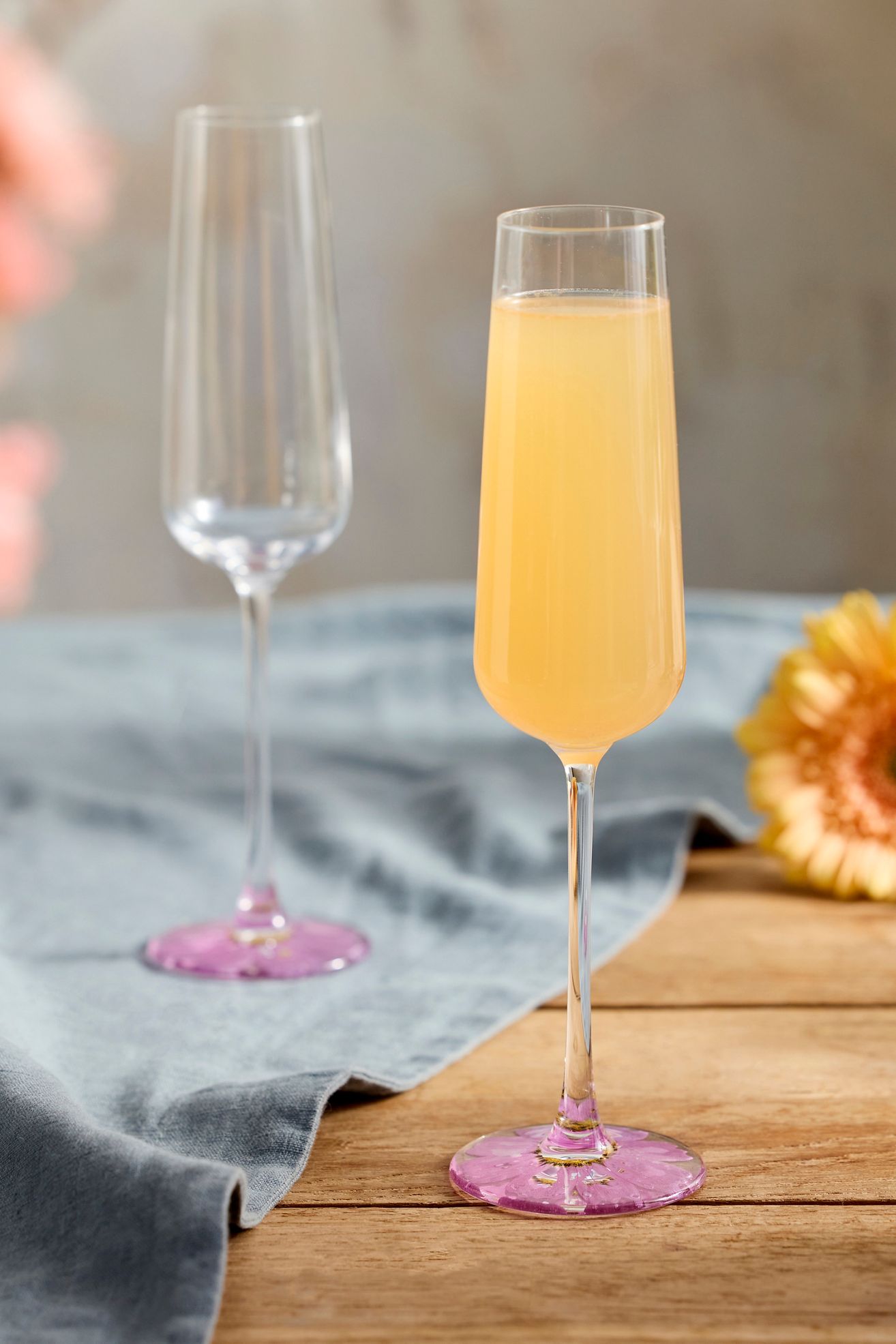 Pressed Floral Flutes, Set of 2 - Purple, One Size