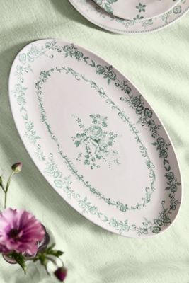 Blooming Transferware Serving Platter
