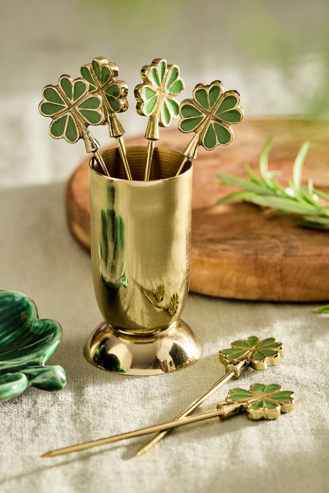 Shamrock Cocktail Picks, Set of 5 - Moss, Standard, One Size