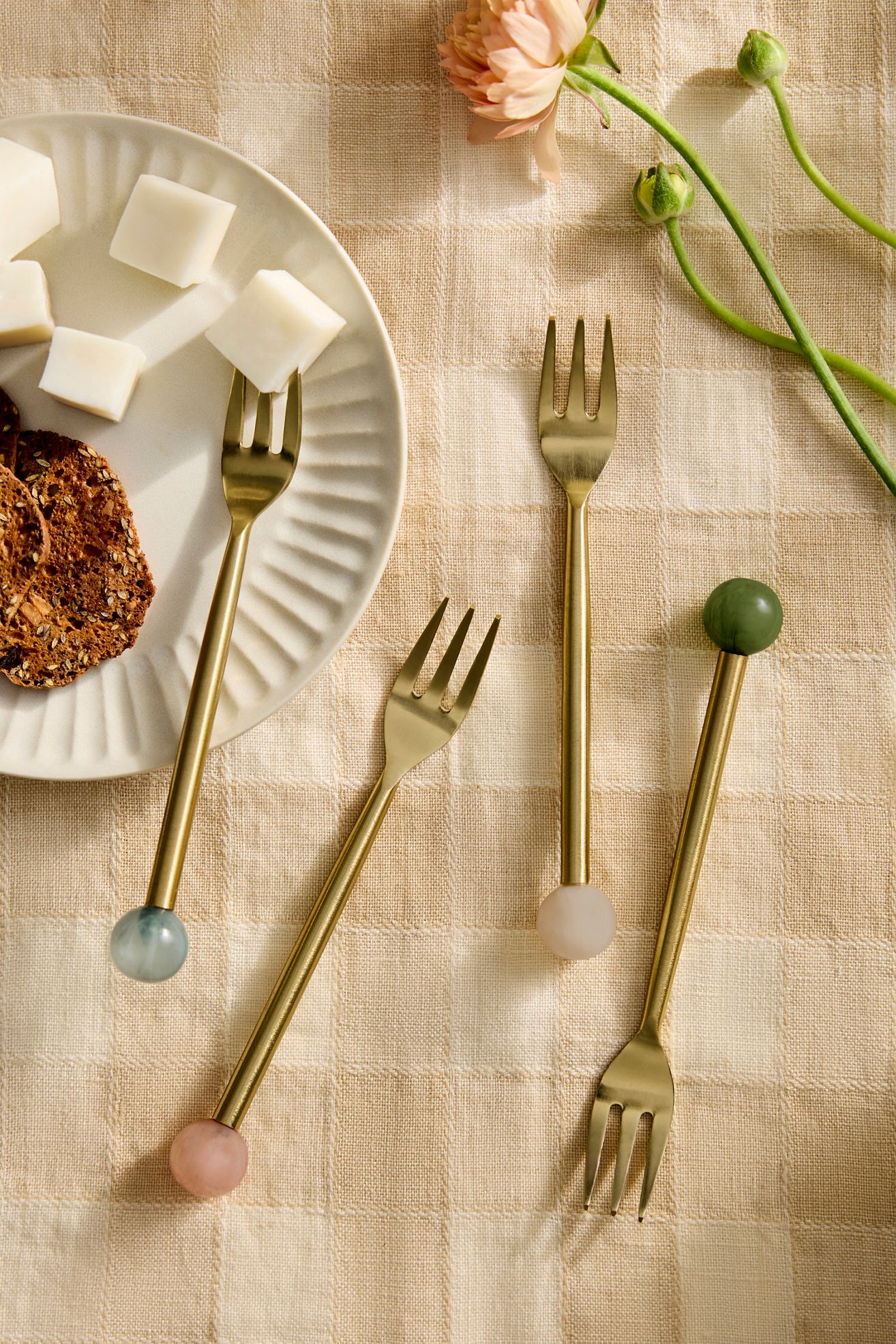 Resin Sphere Forks, Set of 4 - Multi, One Size