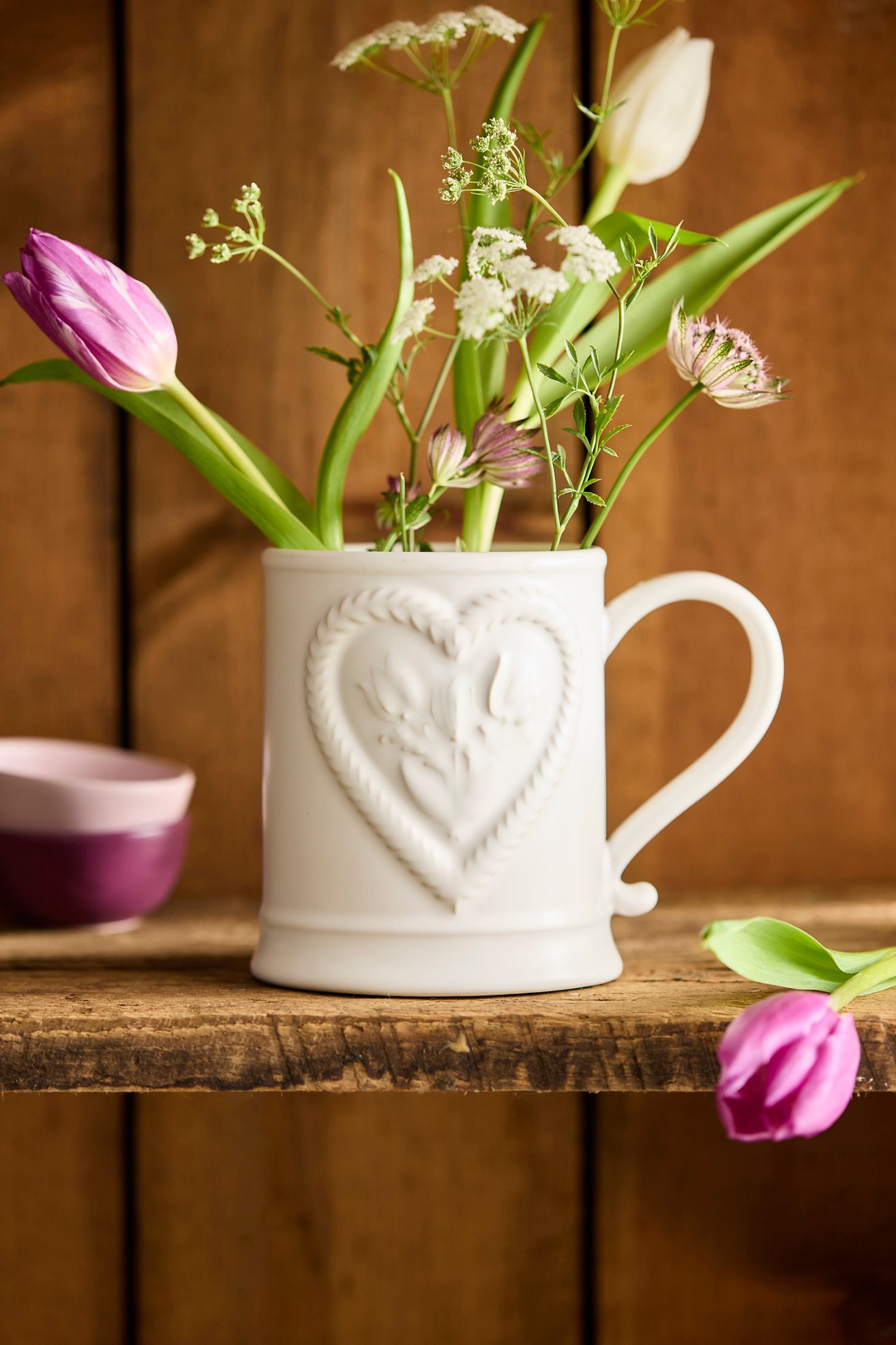 Valentine Cameo Stoneware Mug, Heart - White, Standard, One Size