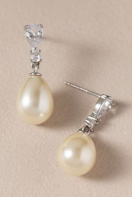 Studio Bride Crystal Stacked Pearl Drop Earrings