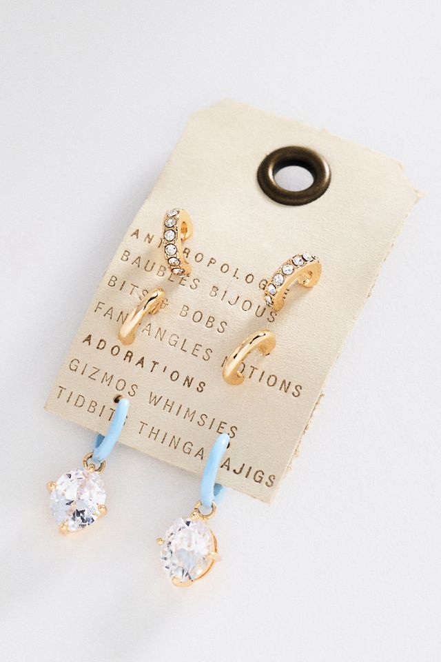 Crystal Droplet Earrings, Set of 3 #1